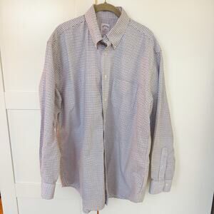 Brooks‎ Brothers Madison Fit Button Down Size Large. Cotton Blend. Navy & Maroon